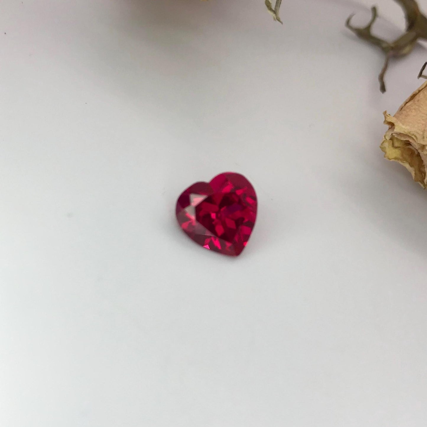 10mm Heart Cut Lab Created Ruby 4 carats Loose Faceted Man-Made Red Gem,