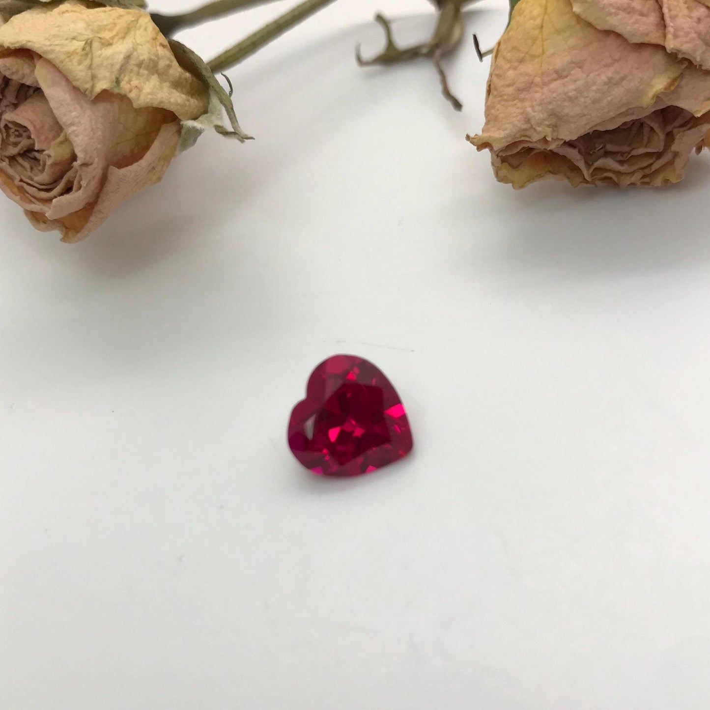 10mm Heart Cut Lab Created Ruby 4 carats Loose Faceted Man-Made Red Gem,