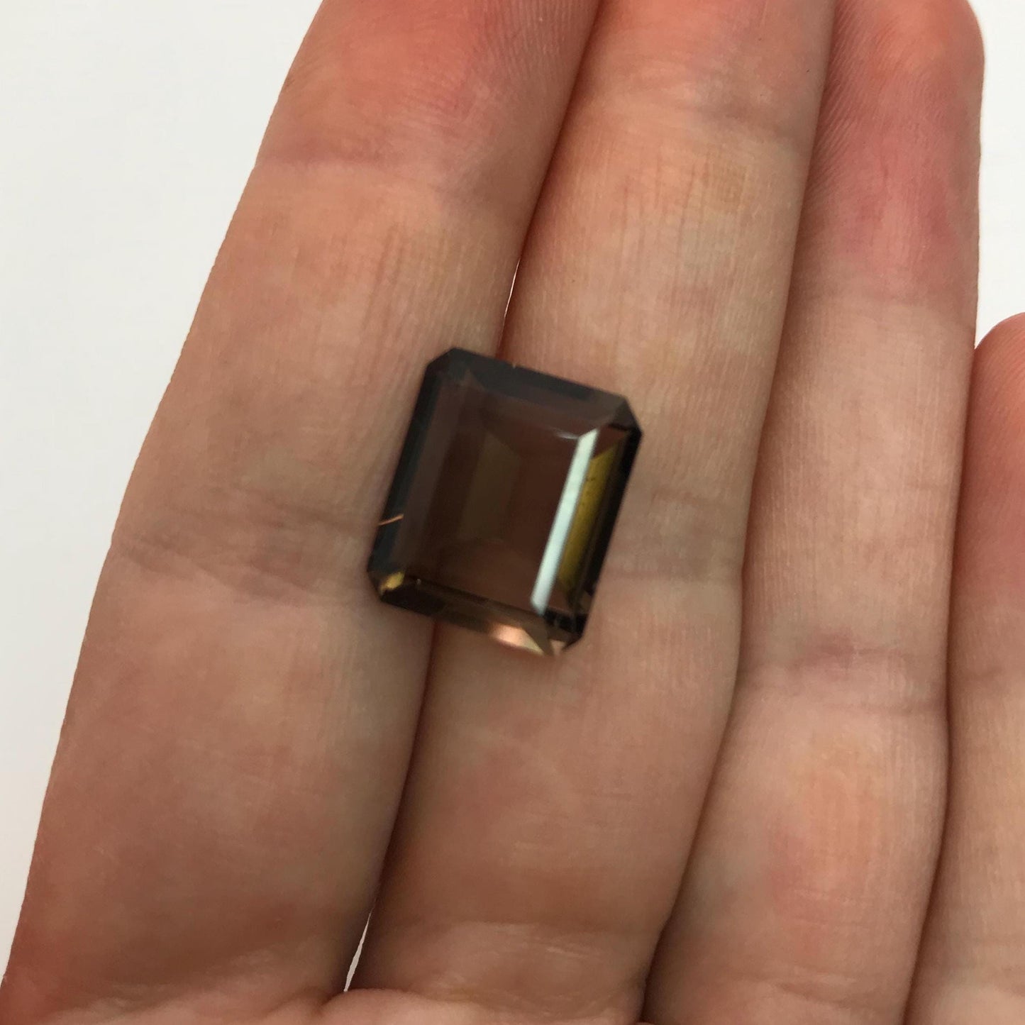 14x12mm Smoky Quartz, Emerald cut, 8.80 ct Faceted Loose Dark Brown Gemstone