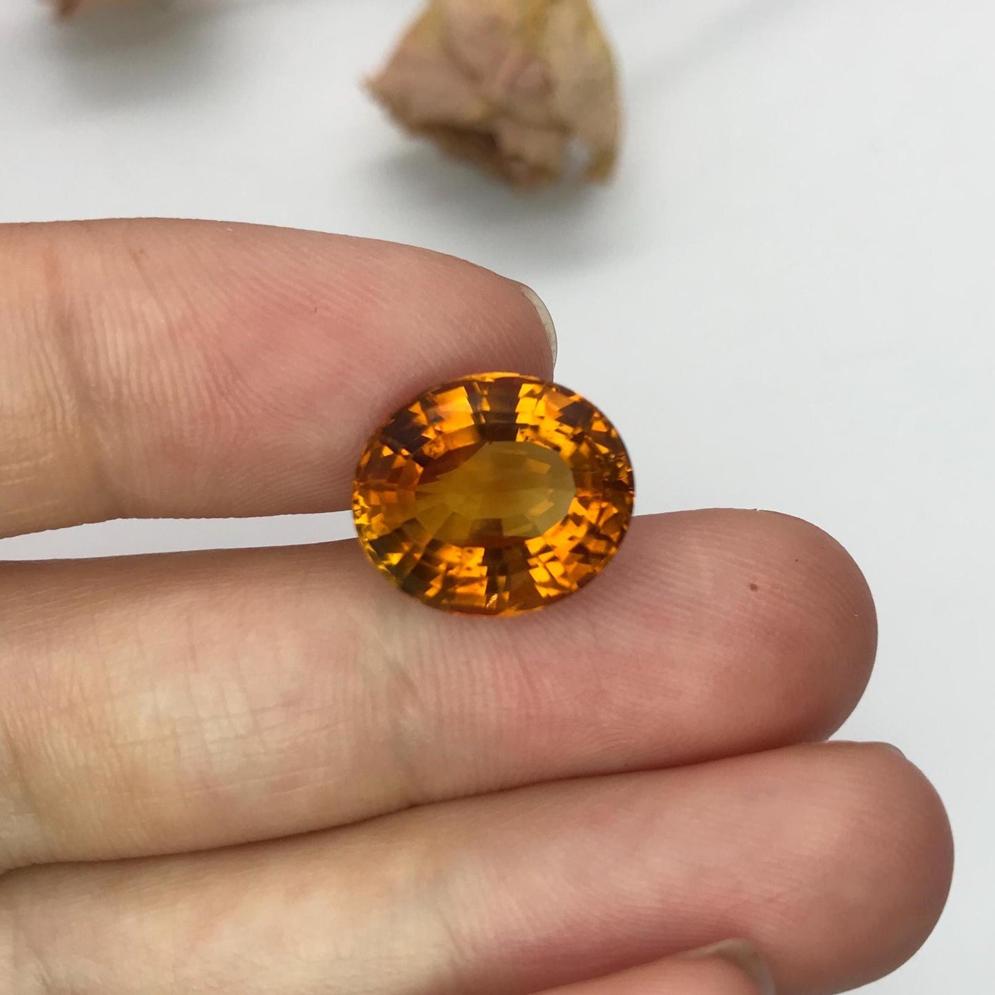 14x12mm Orange Citrine 8.36 carats Oval Cut, Faceted Loose Gemstone