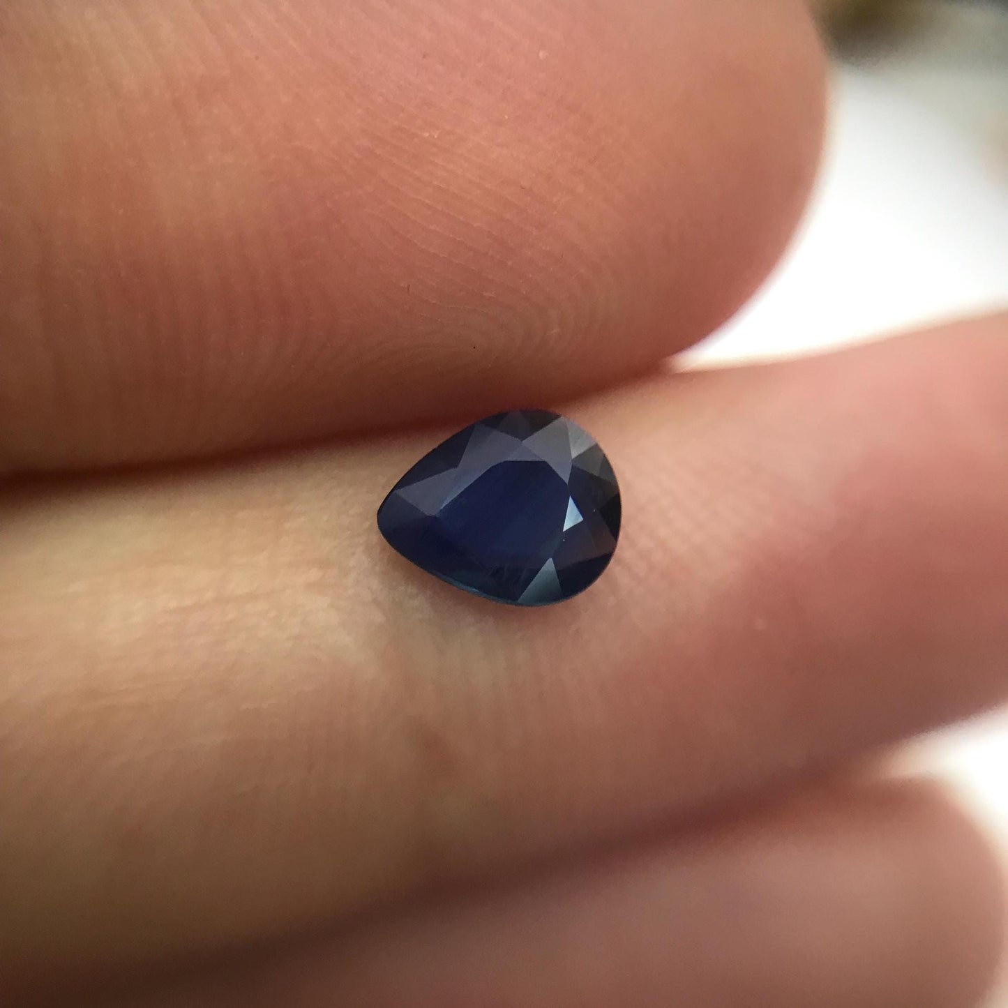 0.53 carat Natural Blue Sapphire Pear Corundum Faceted Loose Gemstone, Dark Blue, 1/2 carat