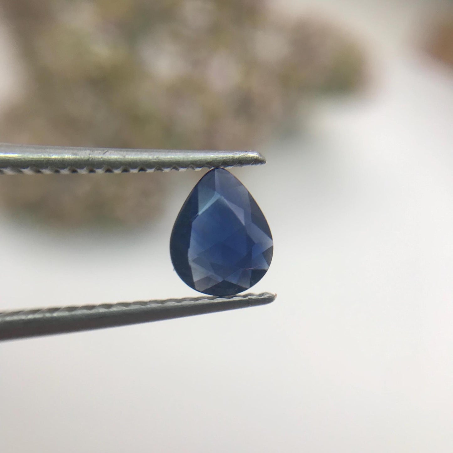 0.53 carat Natural Blue Sapphire Pear Corundum Faceted Loose Gemstone, Dark Blue, 1/2 carat