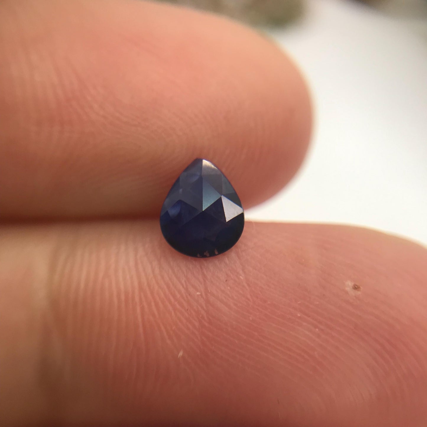 0.53 carat Natural Blue Sapphire Pear Corundum Faceted Loose Gemstone, Dark Blue, 1/2 carat