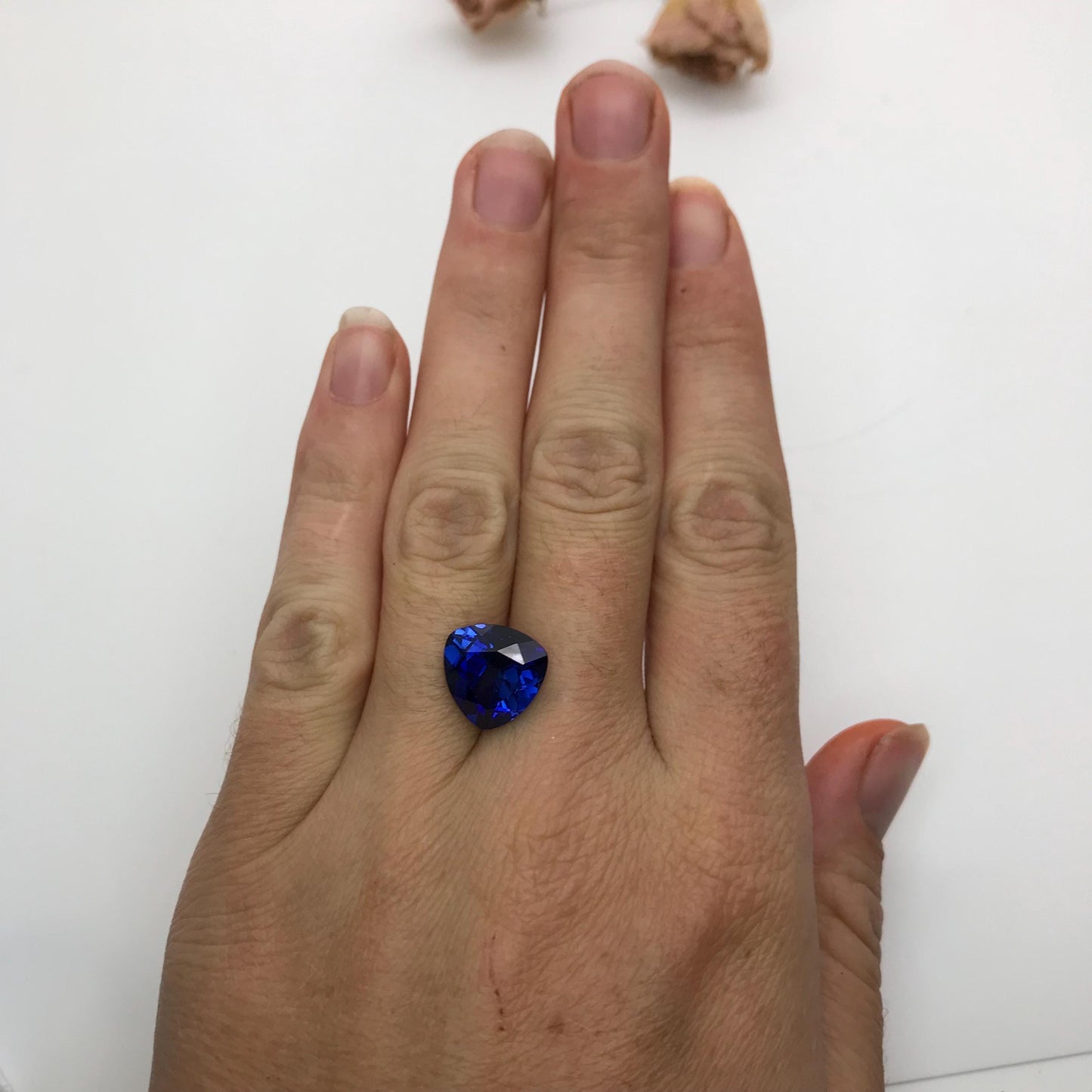 12mm Lab Created Blue Sapphire 7.65 Carat Trillion Cut, For Jewelry, Synthetic Sapphire, Loose Gemstone, Recycled Gemstone