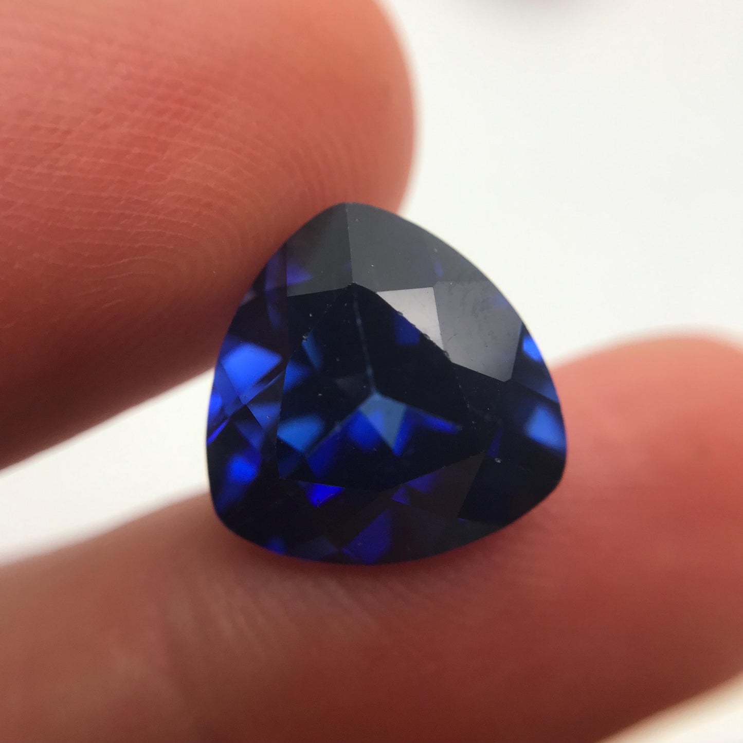 12mm Lab Created Blue Sapphire 7.65 Carat Trillion Cut, For Jewelry, Synthetic Sapphire, Loose Gemstone, Recycled Gemstone