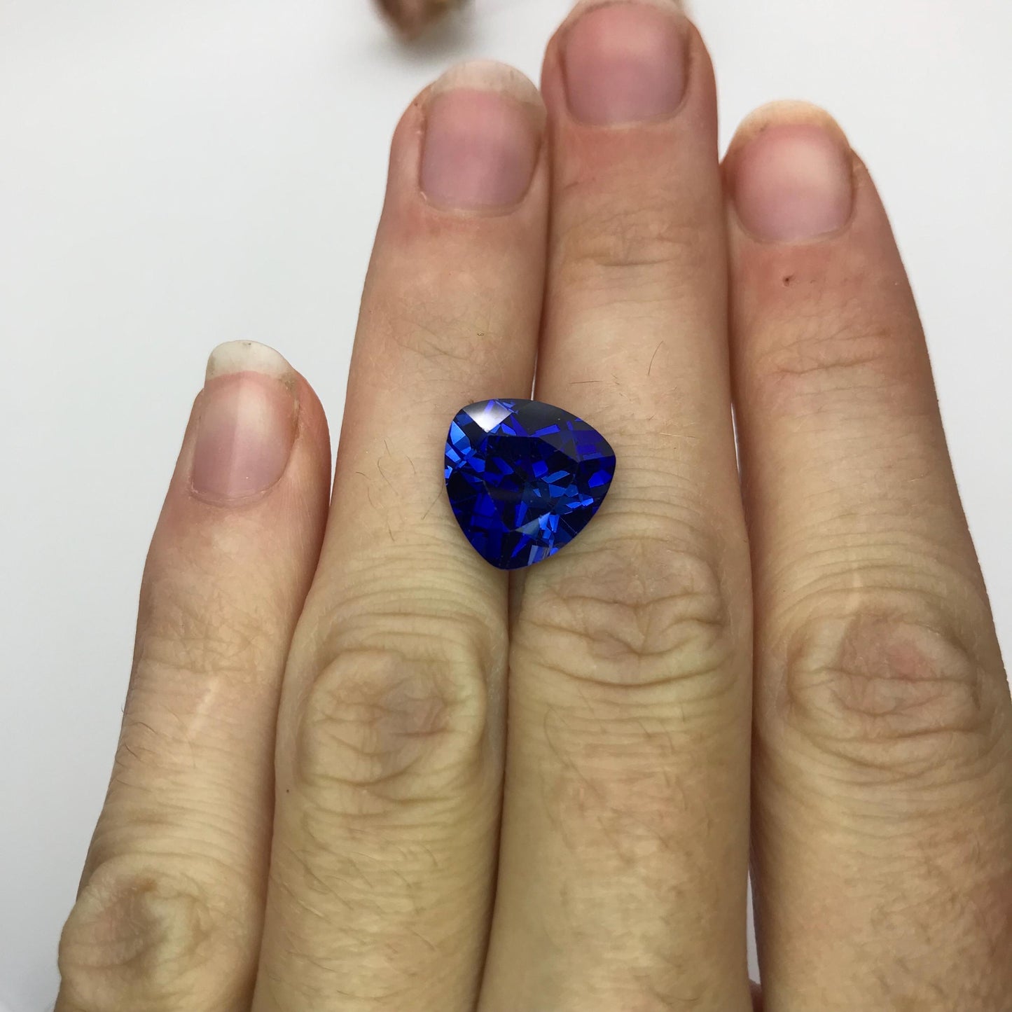 12mm Lab Created Blue Sapphire 7.65 Carat Trillion Cut, For Jewelry, Synthetic Sapphire, Loose Gemstone, Recycled Gemstone