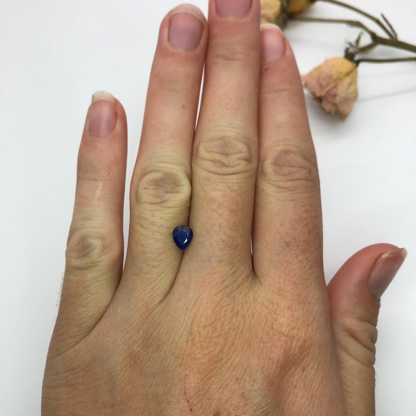 0.53 carat Natural Blue Sapphire Pear Corundum Faceted Loose Gemstone, Dark Blue, 1/2 carat