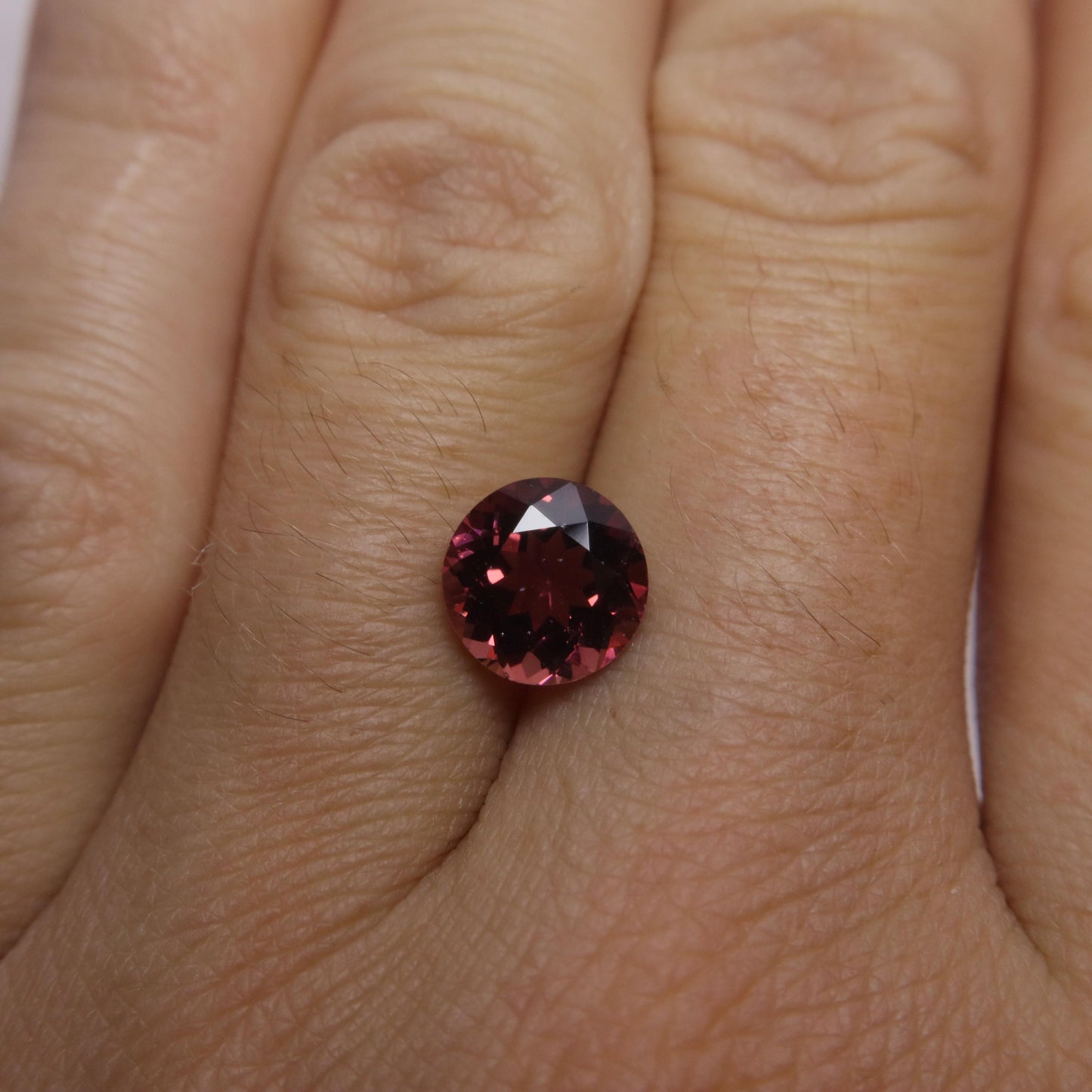 8mm Reddish Pink Tourmaline 2 Carat Round Cut, Faceted Loose Gemstone for Jewelry Setting