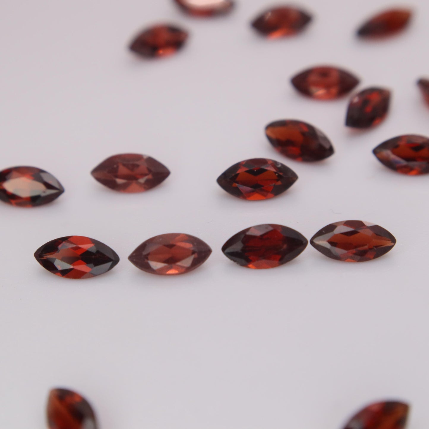 One 6x3mm Red Garnet Marquise Cut, Faceted Loose Gemstone