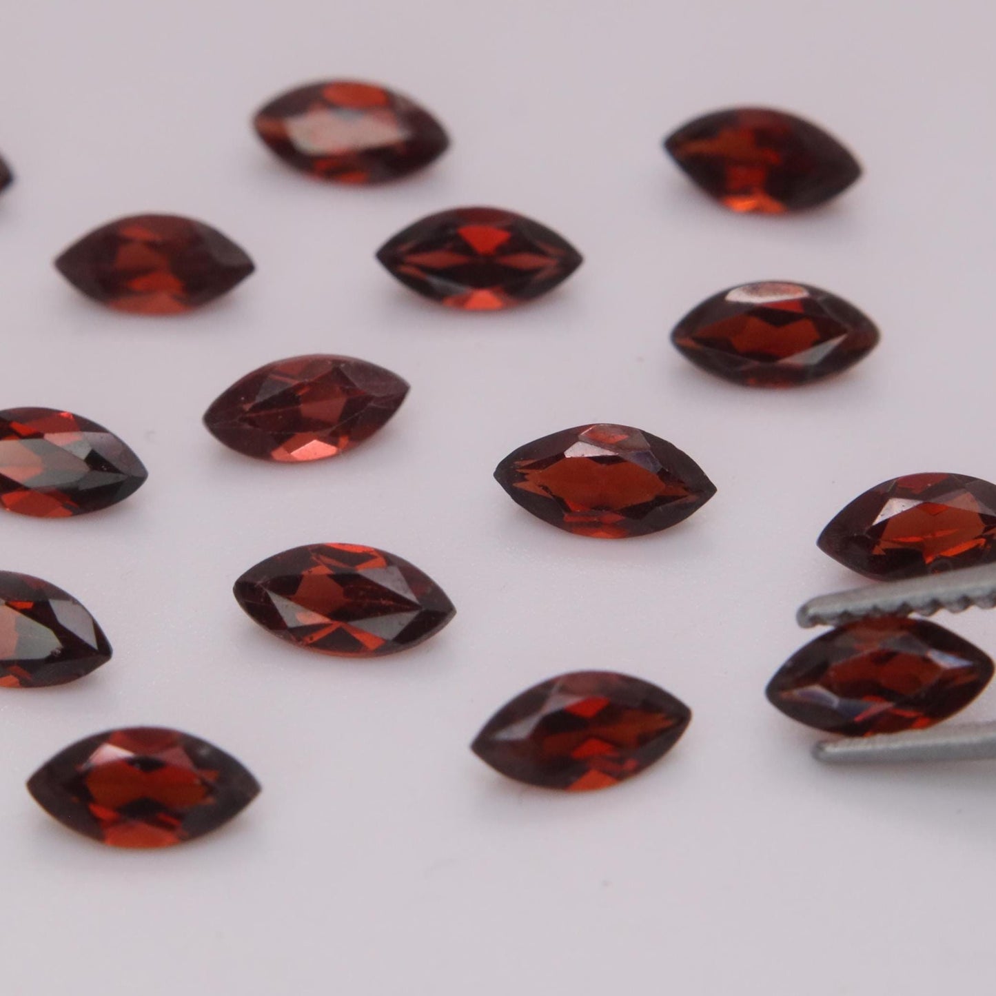 One 6x3mm Red Garnet Marquise Cut, Faceted Loose Gemstone
