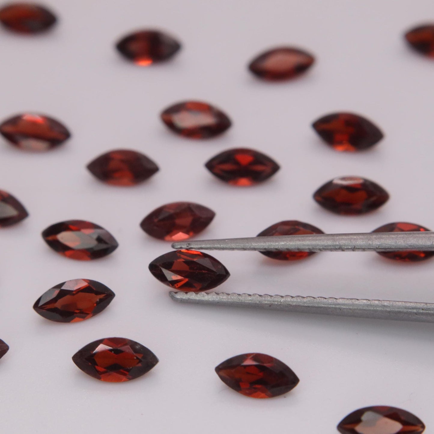 One 6x3mm Red Garnet Marquise Cut, Faceted Loose Gemstone