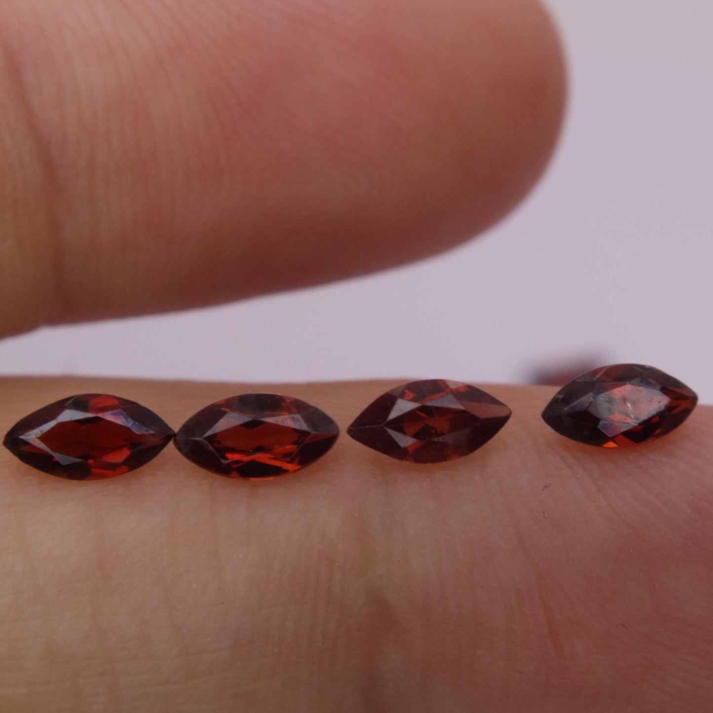 One 6x3mm Red Garnet Marquise Cut, Faceted Loose Gemstone