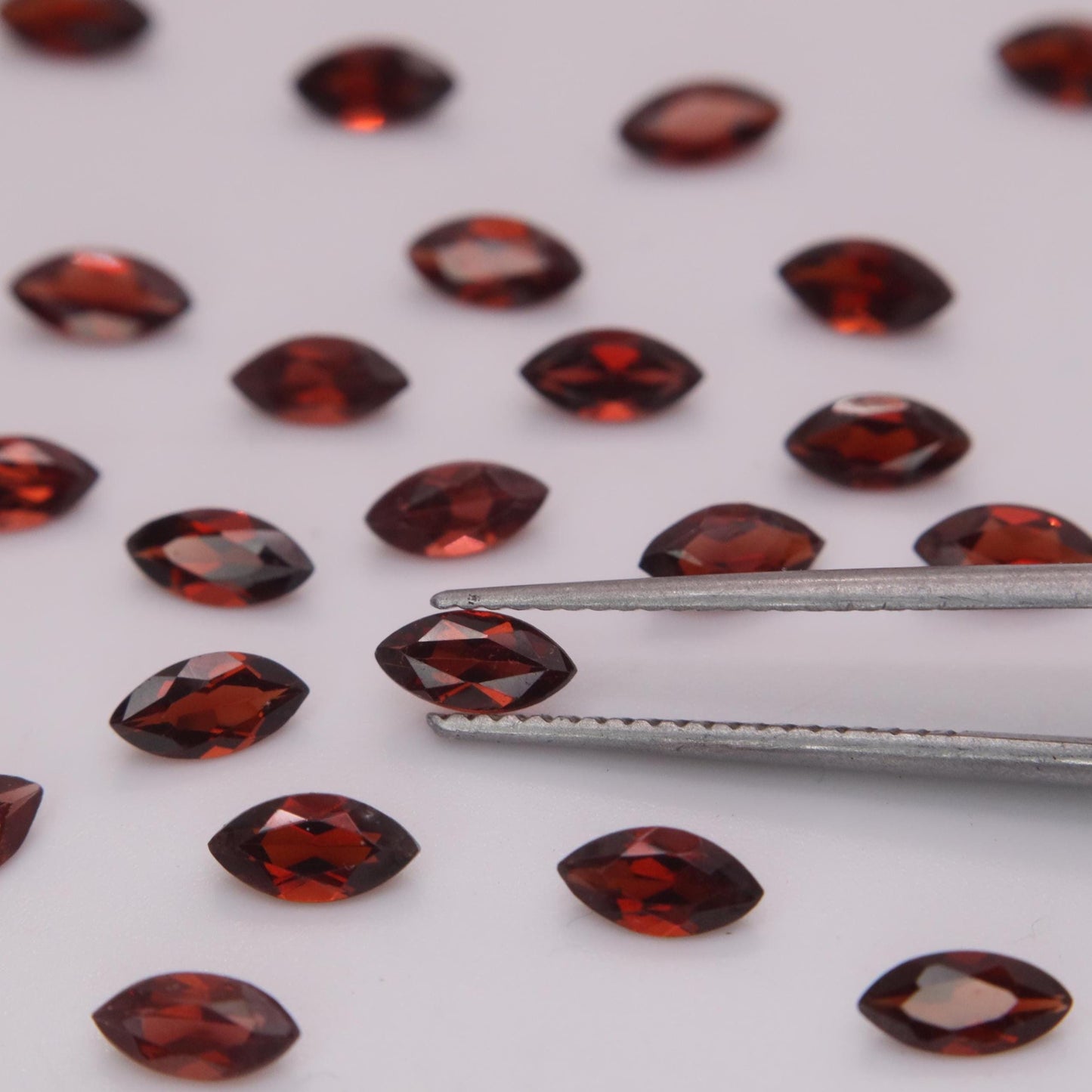One 6x3mm Red Garnet Marquise Cut, Faceted Loose Gemstone