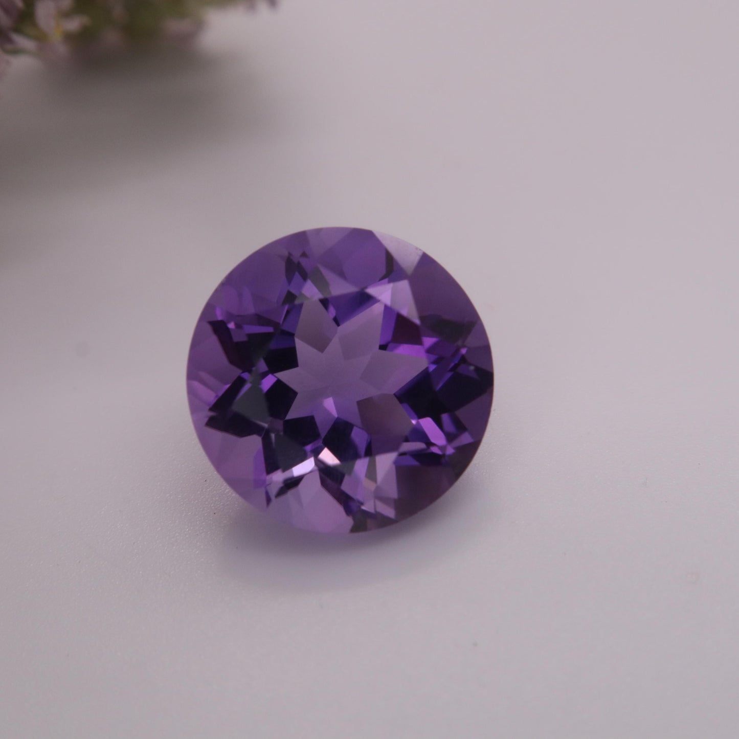 15mm Purple Amethyst 11.17 Carat Round Cut, Faceted Loose Gemstone