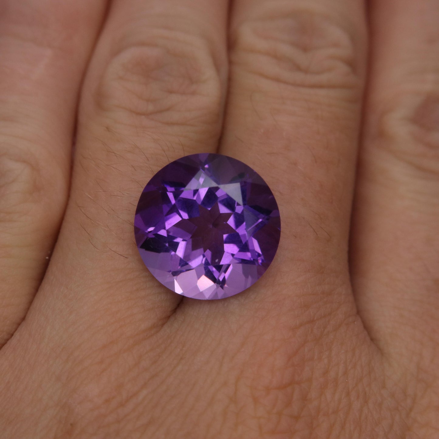 15mm Purple Amethyst 11.17 Carat Round Cut, Faceted Loose Gemstone