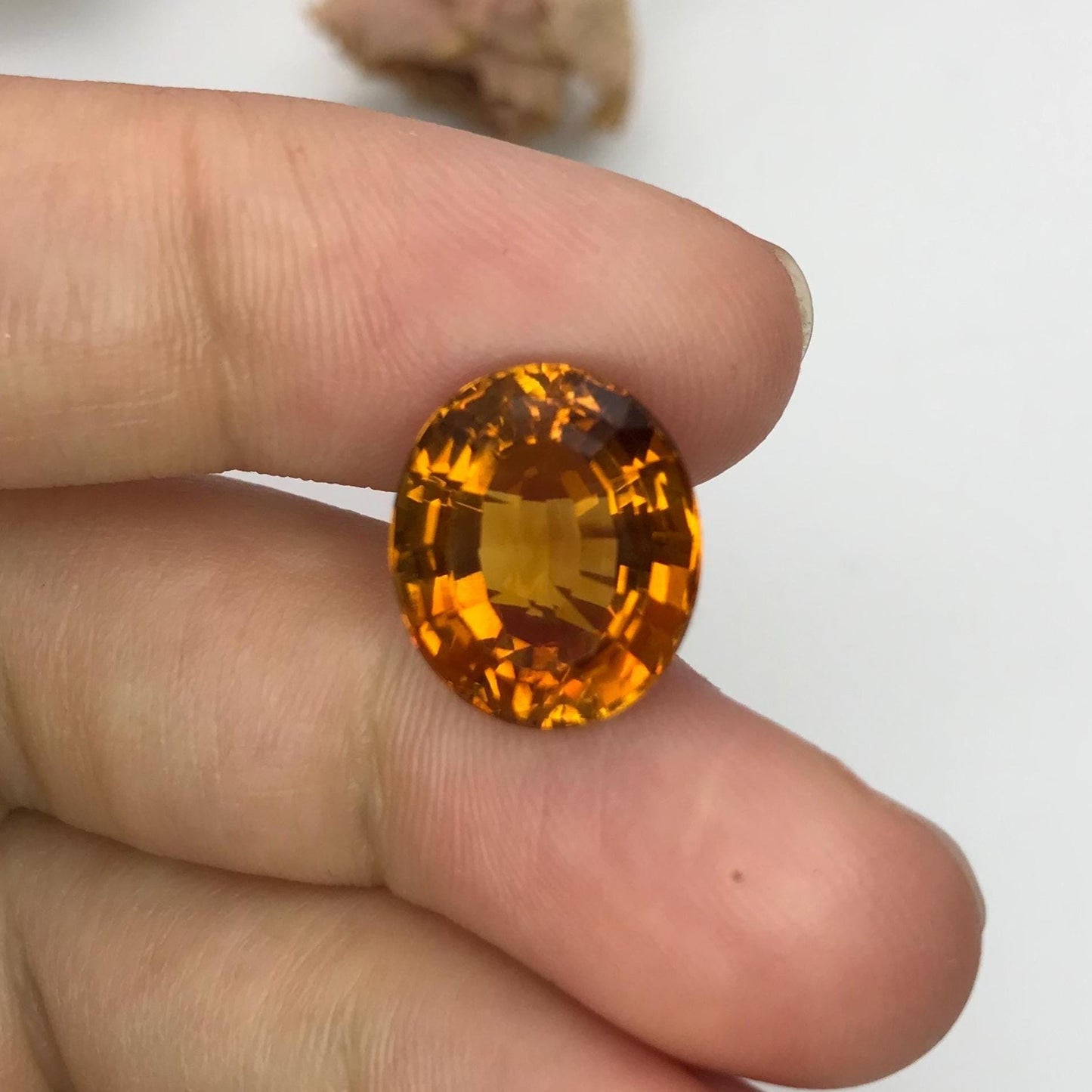 14x12mm Orange Citrine 8.36 carats Oval Cut, Faceted Loose Gemstone