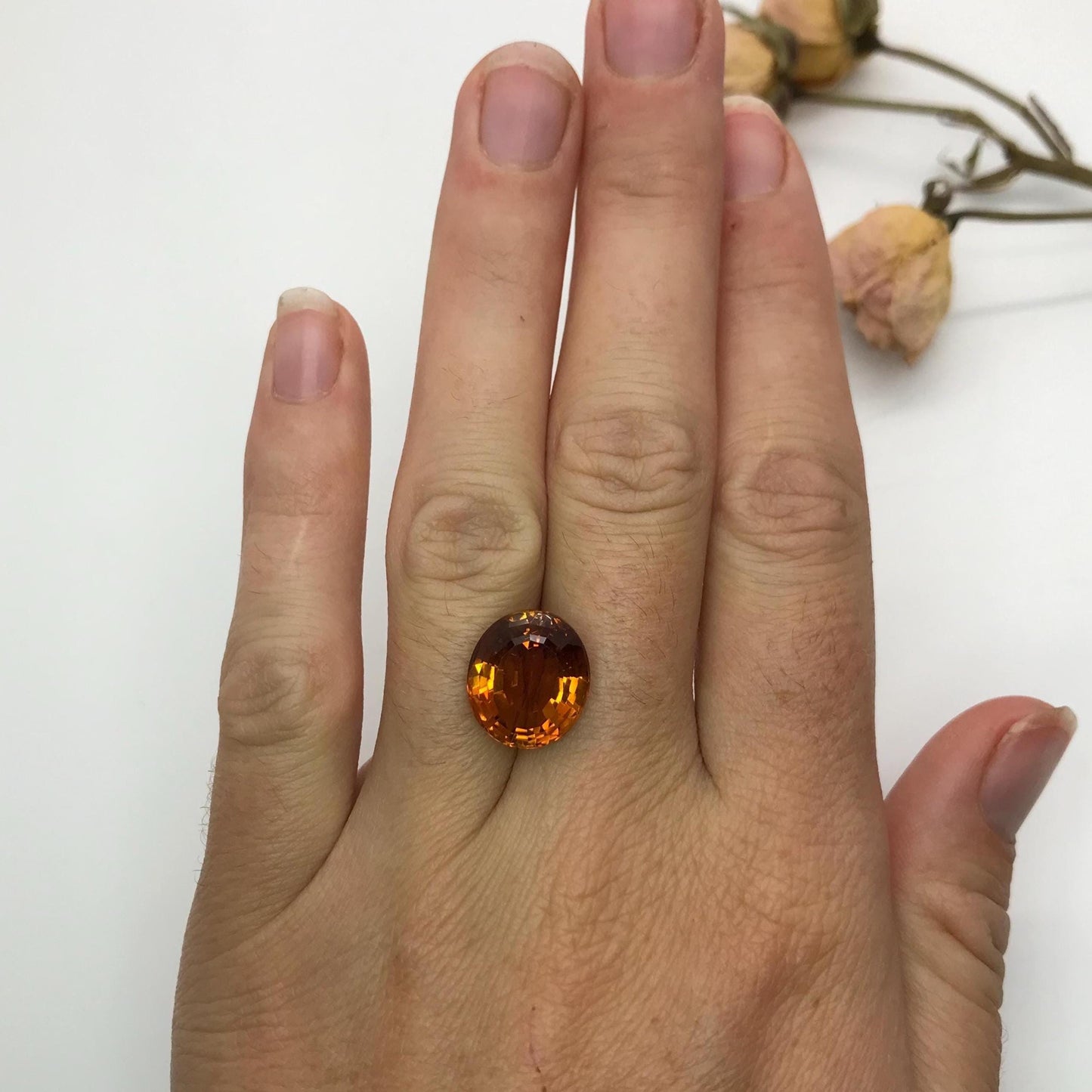 14x12mm Orange Citrine 8.36 carats Oval Cut, Faceted Loose Gemstone