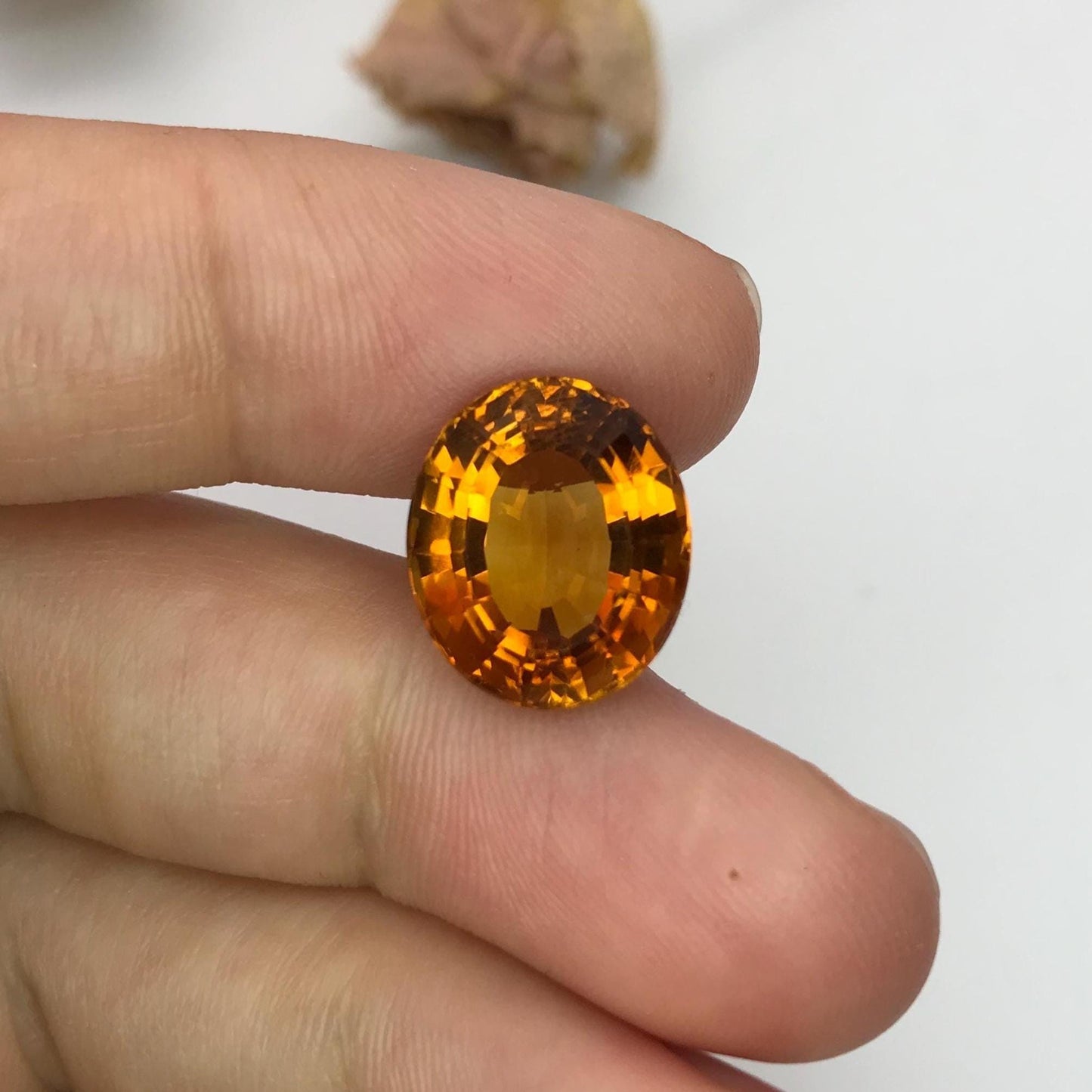 14x12mm Orange Citrine 8.36 carats Oval Cut, Faceted Loose Gemstone