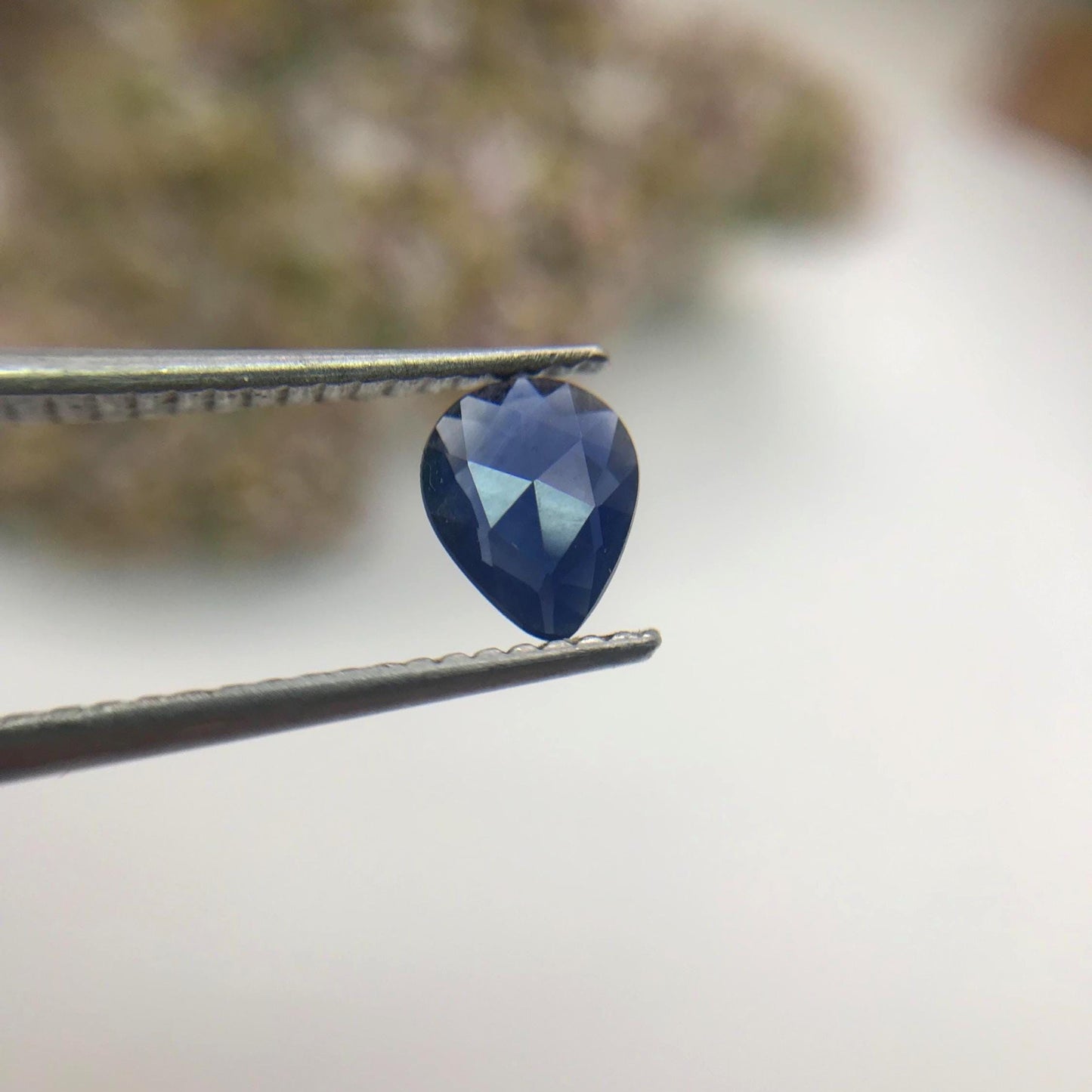 0.53 carat Natural Blue Sapphire Pear Corundum Faceted Loose Gemstone, Dark Blue, 1/2 carat