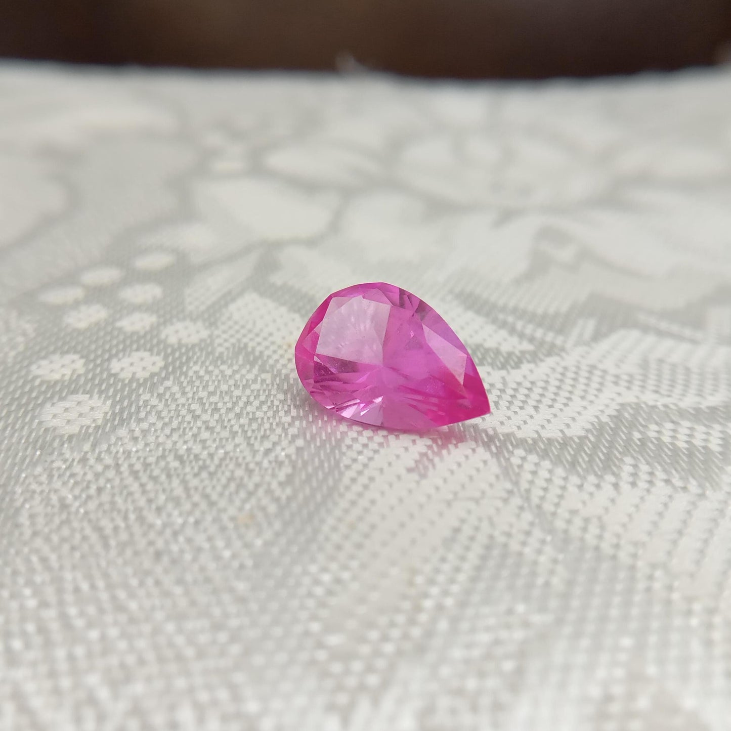 12x8mm Lab Created Pink Sapphire 3.32 Carat, Pear Cut Loose Faceted Gemstone Man Made Corundum, Pink Gem 12x8 millimeters