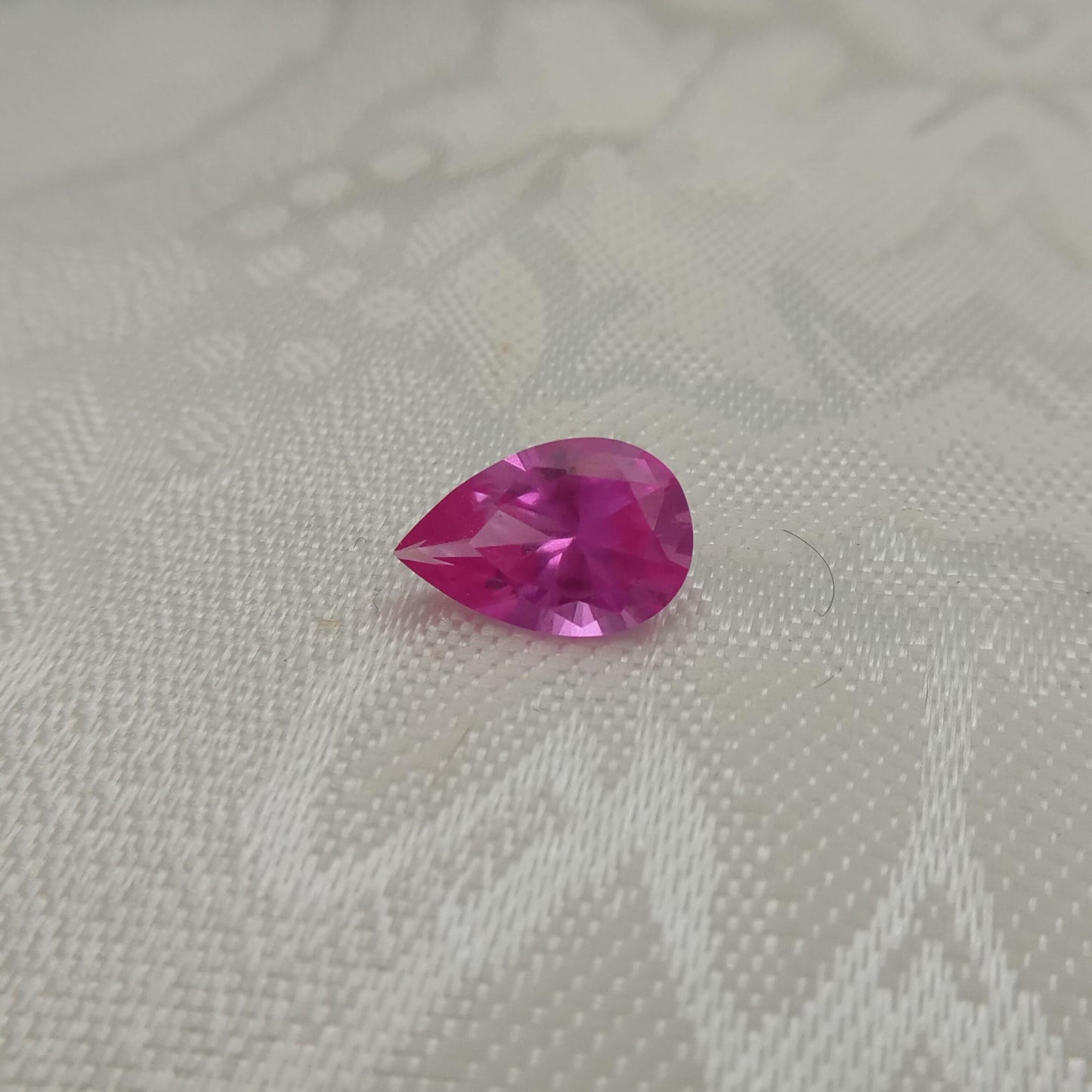 12x8mm Lab Created Pink Sapphire 3.32 Carat, Pear Cut Loose Faceted Gemstone Man Made Corundum, Pink Gem 12x8 millimeters
