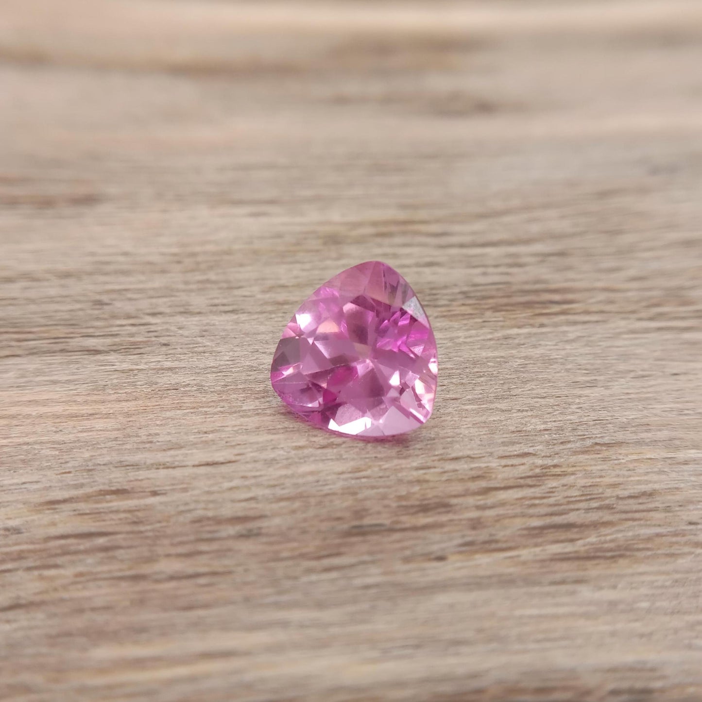 9.9mm Pink Lab Created Sapphire 4.38 cts Trillion Cut Unmounted Loose Faceted Gemstone Synthetic Man Made Corundum Pink Gem triangle