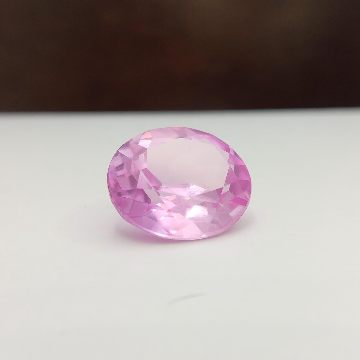 14x12mm Pink Lab Created Sapphire 10.27Ct, Oval Cut Loose Faceted Gemstone, Synthetic, Man-Made Corundum, Light Pink Gem