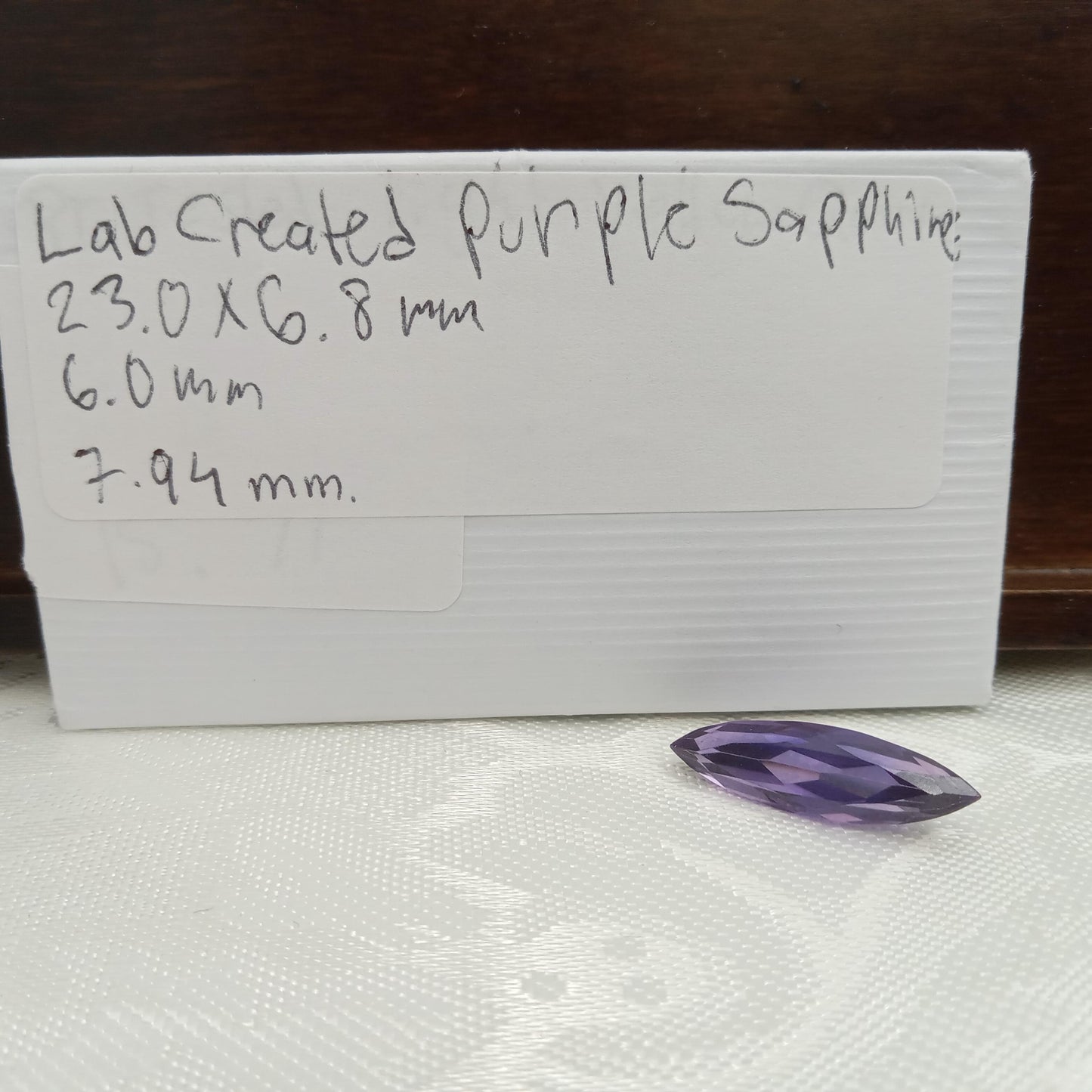23x6.8mm Purple Lab Sapphire 7.94 Carats Loose Gem, Lab Created Long Marquise Gemstone, June Birthstone Color 23x7 millimeters