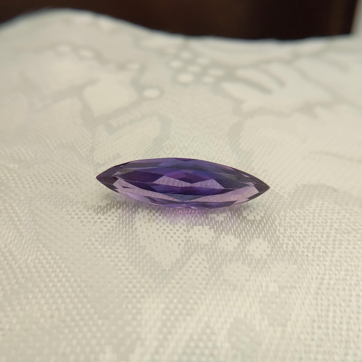 23x6.8mm Purple Lab Sapphire 7.94 Carats Loose Gem, Lab Created Long Marquise Gemstone, June Birthstone Color 23x7 millimeters