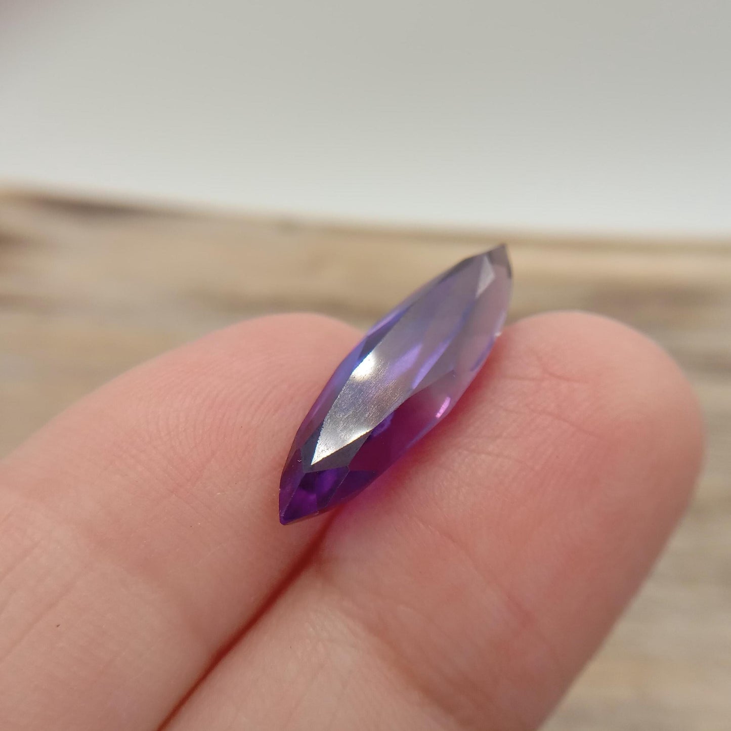 23x6.8mm Purple Lab Sapphire 7.94 Carats Loose Gem, Lab Created Long Marquise Gemstone, June Birthstone Color 23x7 millimeters