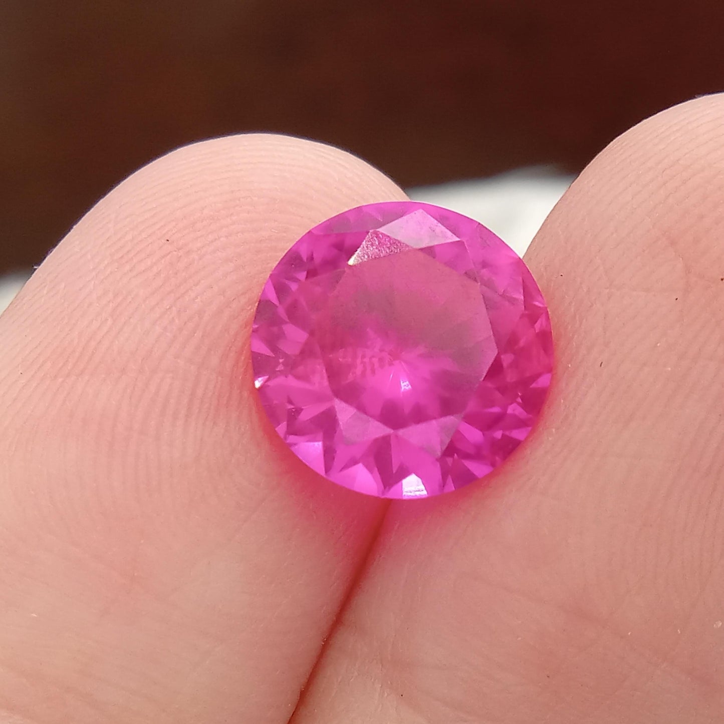 10 mm Hot Pink Lab Sapphire 4.63 Carat, Round Cut, Loose Faceted Lab Created Gemstone 10mm