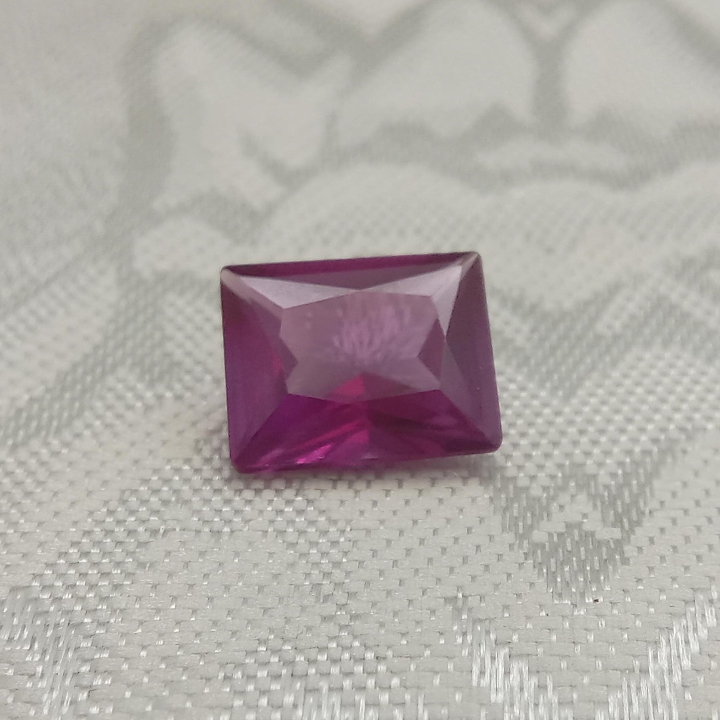 11x9mm Purple Lab Sapphire 5.23 Carat Rectangle Cut, Faceted Loose Gemstone