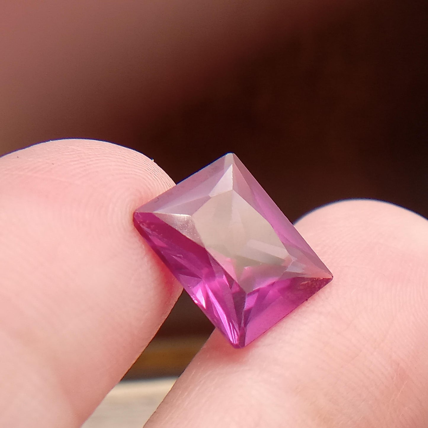 11x9mm Purple Lab Sapphire 5.23 Carat Rectangle Cut, Faceted Loose Gemstone