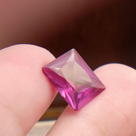 11x9mm Purple Lab Sapphire 5.23 Carat Rectangle Cut, Faceted Loose Gemstone