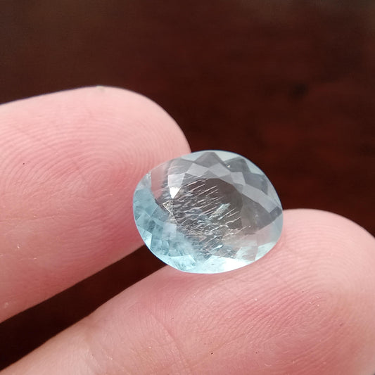 2.69 ct Aquamarine, 11.7x10.5mm Shallow Oval Cut Natural Blue Aquamarine, Faceted Loose Gemstone for Jewelry, Shallow cut