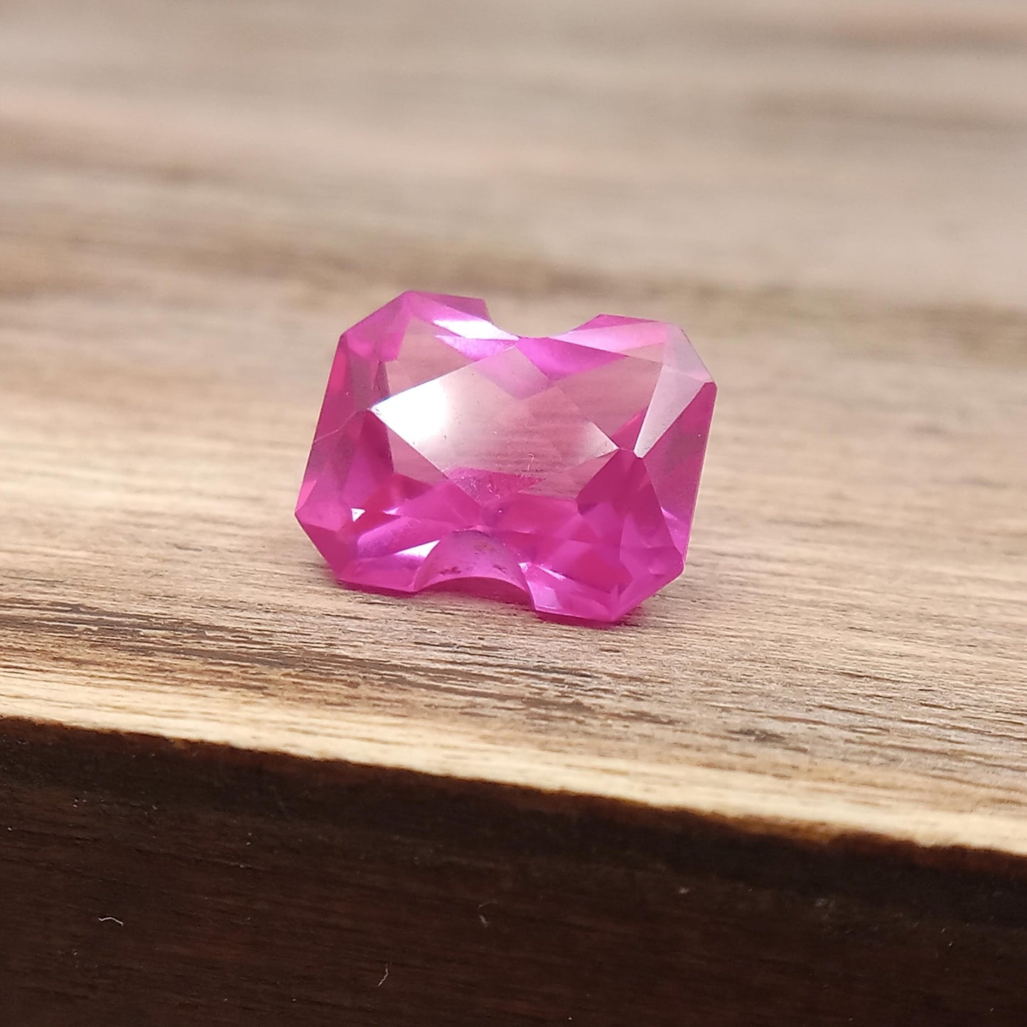 Lab Created Pink Sapphire Fancy Cut 4.07 Carat 10.1x8.2mm Unmounted Gem Loose Gemstone Synthetic Man Made 10x8mm modified rectangle