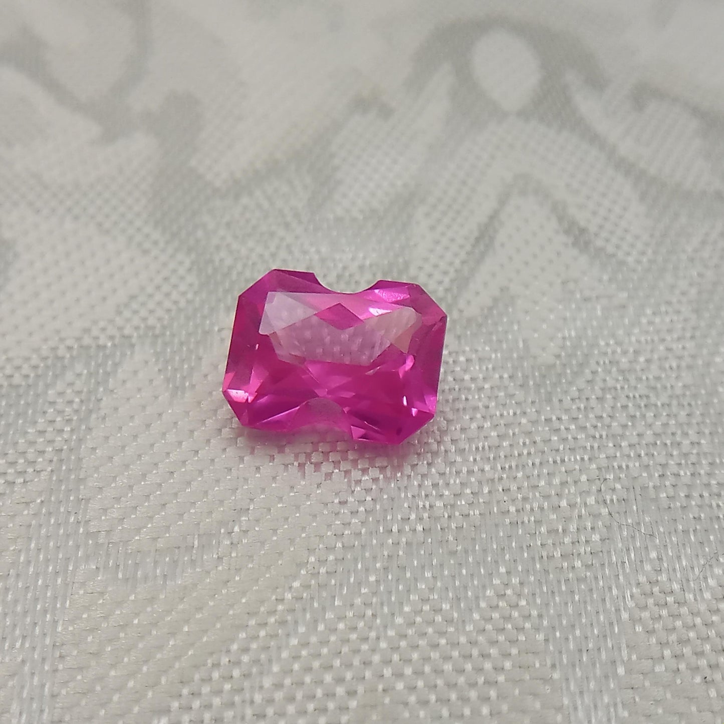 Lab Created Pink Sapphire Fancy Cut 4.07 Carat 10.1x8.2mm Unmounted Gem Loose Gemstone Synthetic Man Made 10x8mm modified rectangle