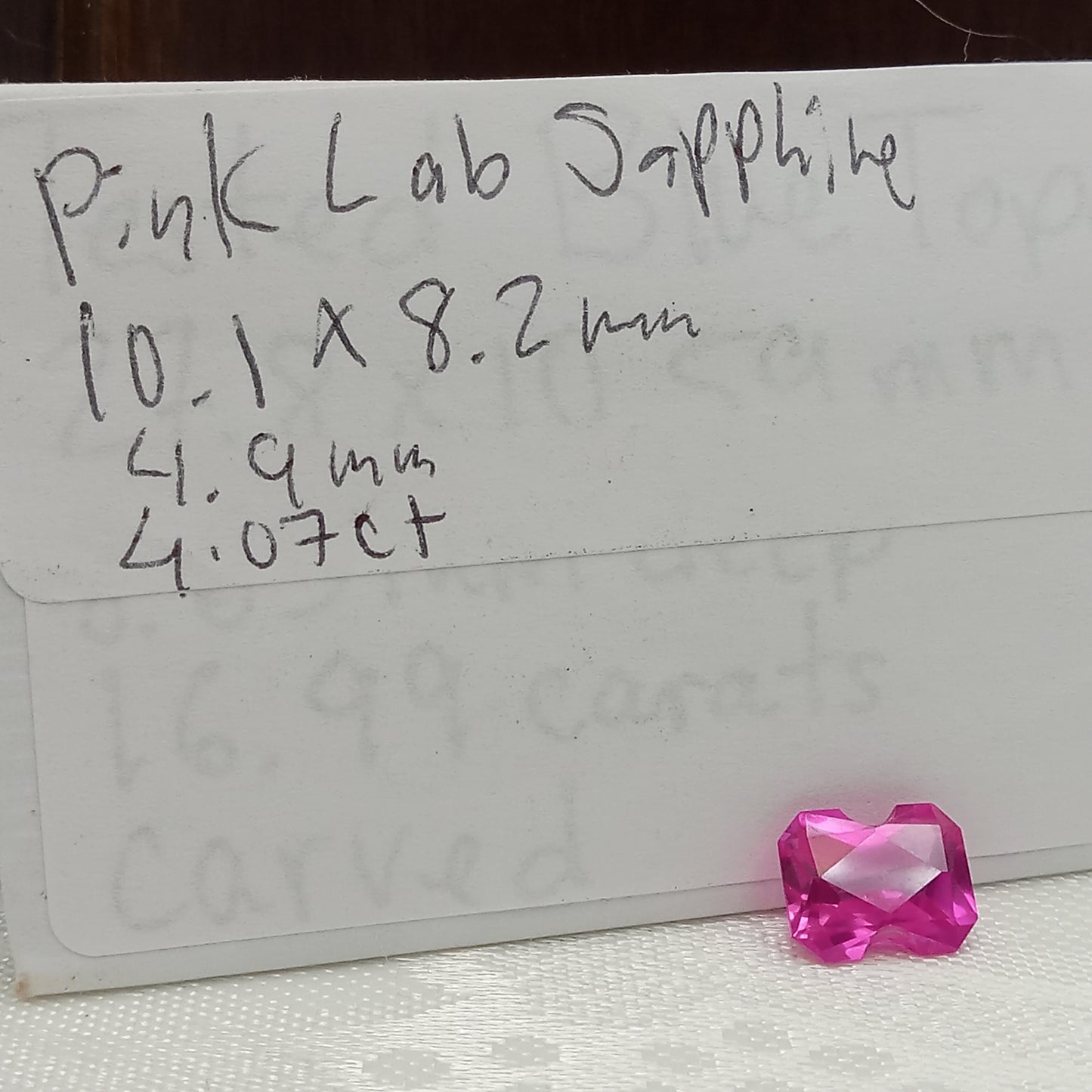 Lab Created Pink Sapphire Fancy Cut 4.07 Carat 10.1x8.2mm Unmounted Gem Loose Gemstone Synthetic Man Made 10x8mm modified rectangle