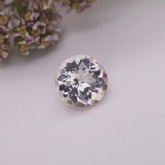 10mm Light Pink Morganite 3.44 carat Round Cut, Faceted Loose Gemstone