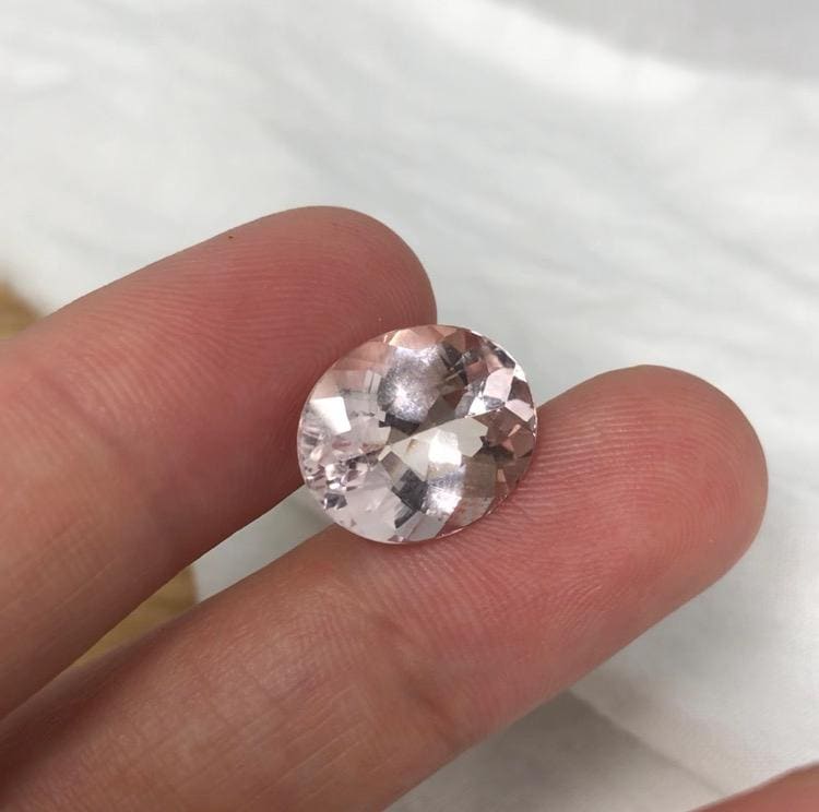 7 Carat Peach Pink Morganite 14x12mm Oval Cut Loose Gemstone Beryl Peachy Pink Morganite, Large Faceted Stone