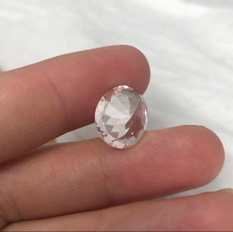 7 Carat Peach Pink Morganite 14x12mm Oval Cut Loose Gemstone Beryl Peachy Pink Morganite, Large Faceted Stone