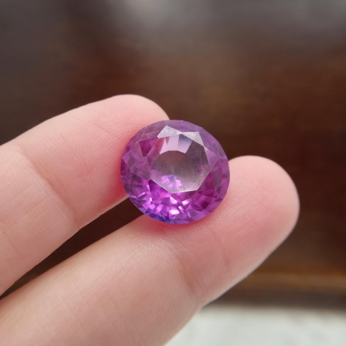 16mm Purple Lab Sapphire Round Cut 17.93 Carats, Faceted Loose man made