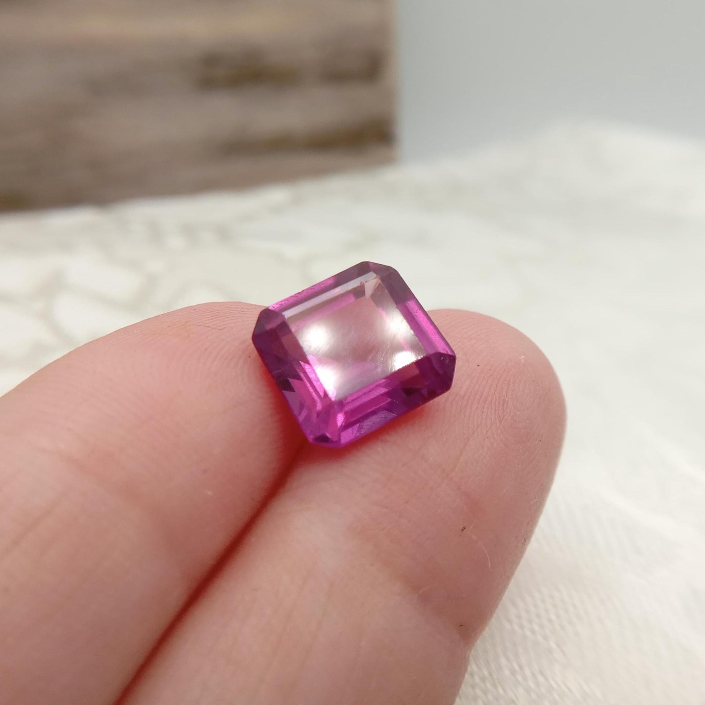10.5 mm x9.9 mm Purple Lab Sapphire Loose Gem, 6.14 carat, Lab Created Square Gemstone, June Birthstone Color 10mm square