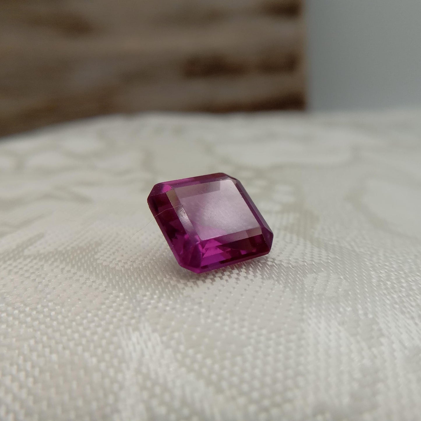 10.5 mm x9.9 mm Purple Lab Sapphire Loose Gem, 6.14 carat, Lab Created Square Gemstone, June Birthstone Color 10mm square