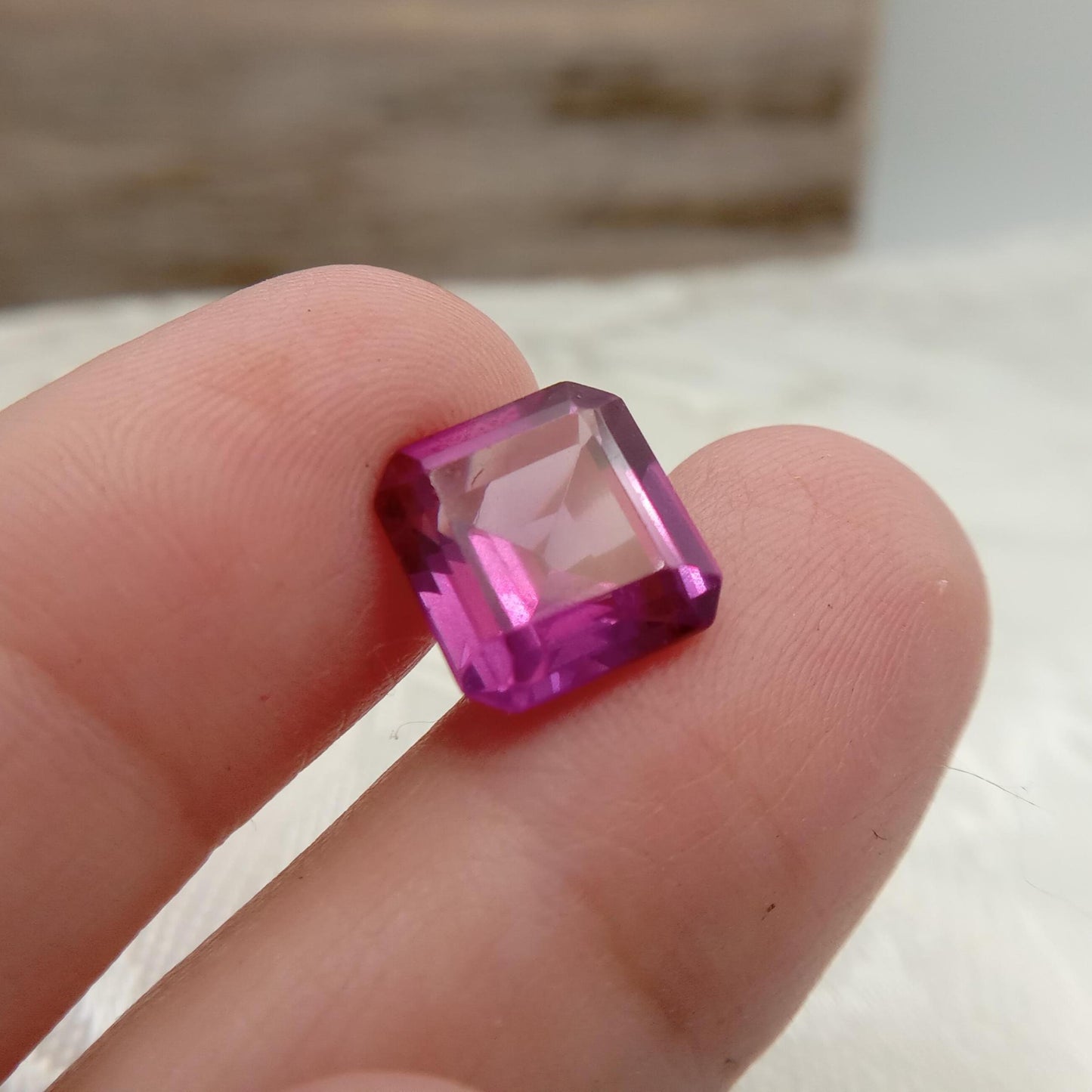 10.5 mm x9.9 mm Purple Lab Sapphire Loose Gem, 6.14 carat, Lab Created Square Gemstone, June Birthstone Color 10mm square
