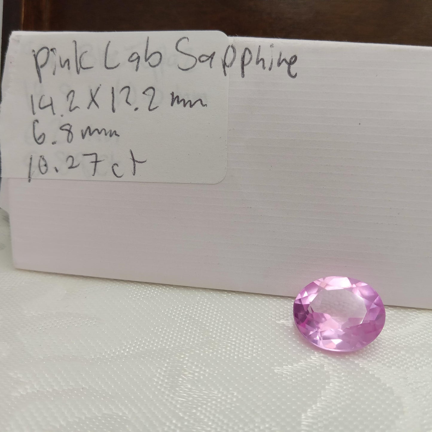 14x12mm Pink Lab Created Sapphire 10.27Ct, Oval Cut Loose Faceted Gemstone, Synthetic, Man-Made Corundum, Light Pink Gem
