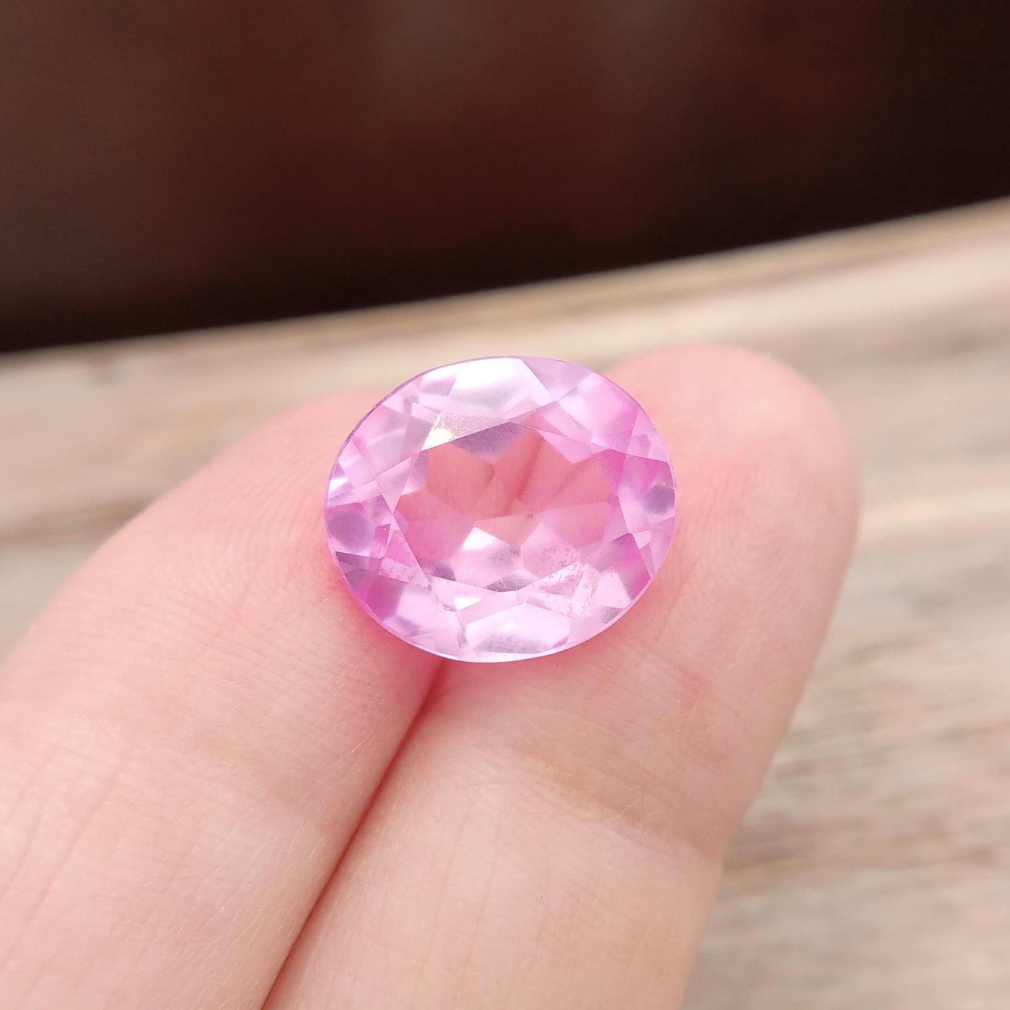 14x12mm Pink Lab Created Sapphire 10.27Ct, Oval Cut Loose Faceted Gemstone, Synthetic, Man-Made Corundum, Light Pink Gem