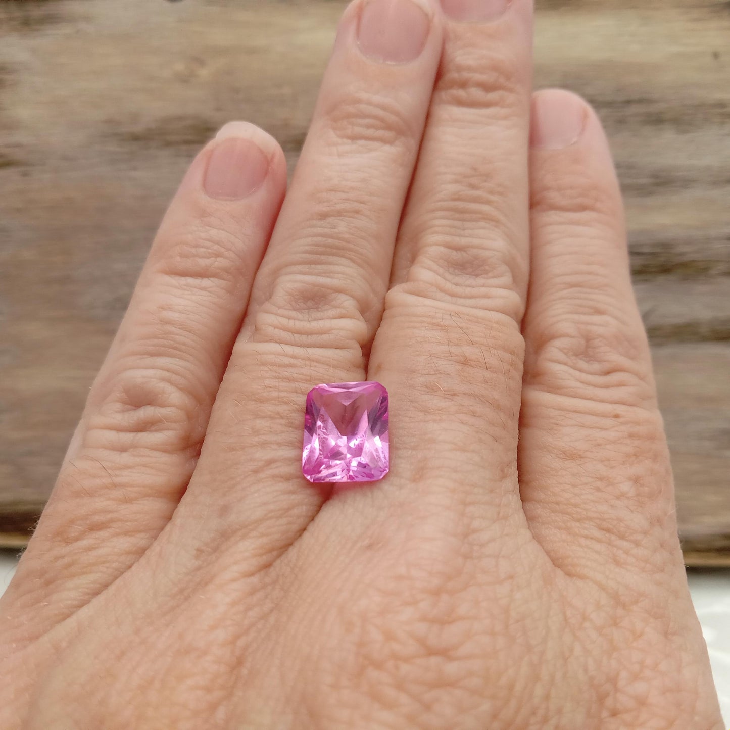 10x8mm Lab Pink Sapphire, 4.2 Ct, Rectangle Cut Loose Faceted Man Made Corundum, Light Pink Gem 10x8 millimeter 4 carat