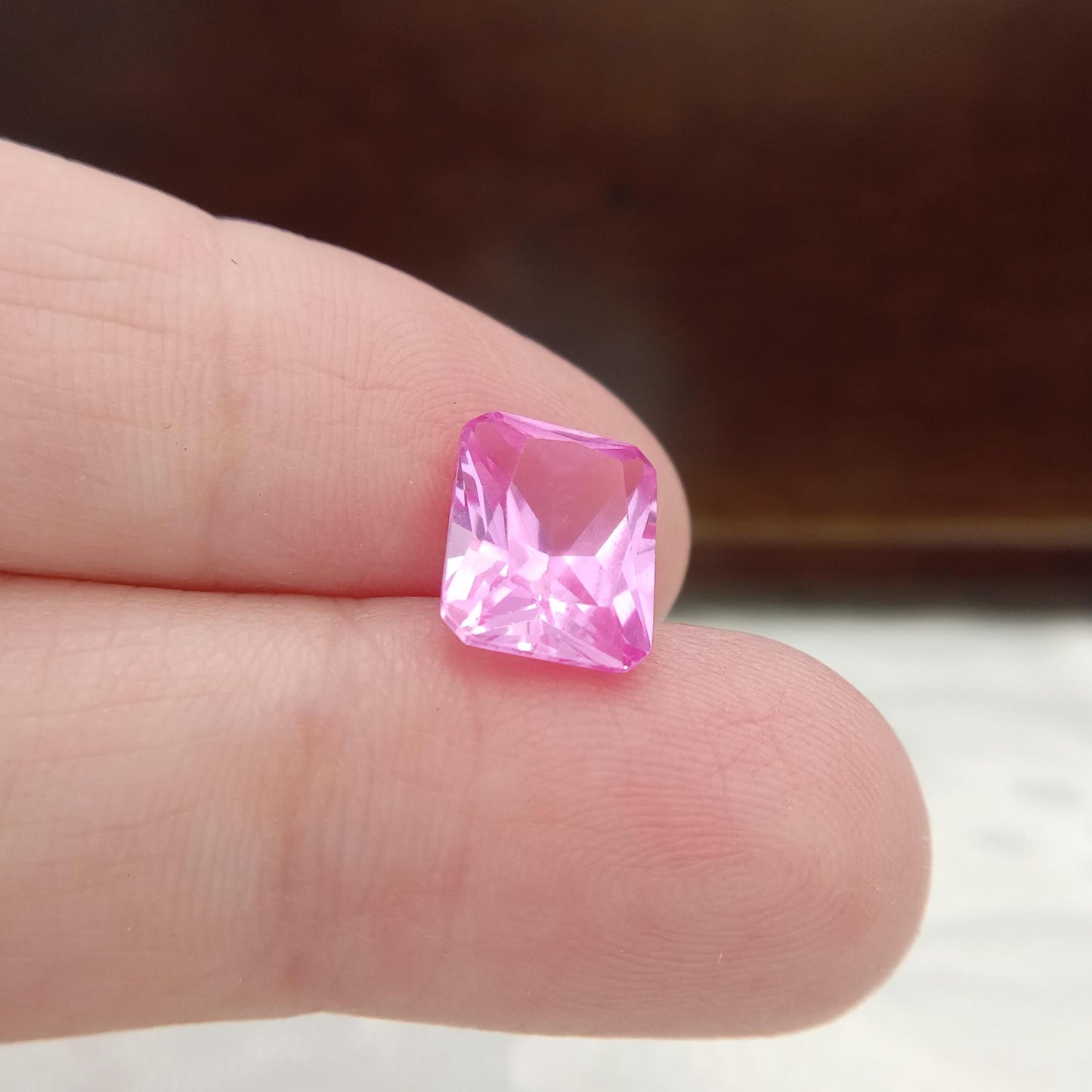 10x8mm Lab Pink Sapphire, 4.2 Ct, Rectangle Cut Loose Faceted Man Made Corundum, Light Pink Gem 10x8 millimeter 4 carat