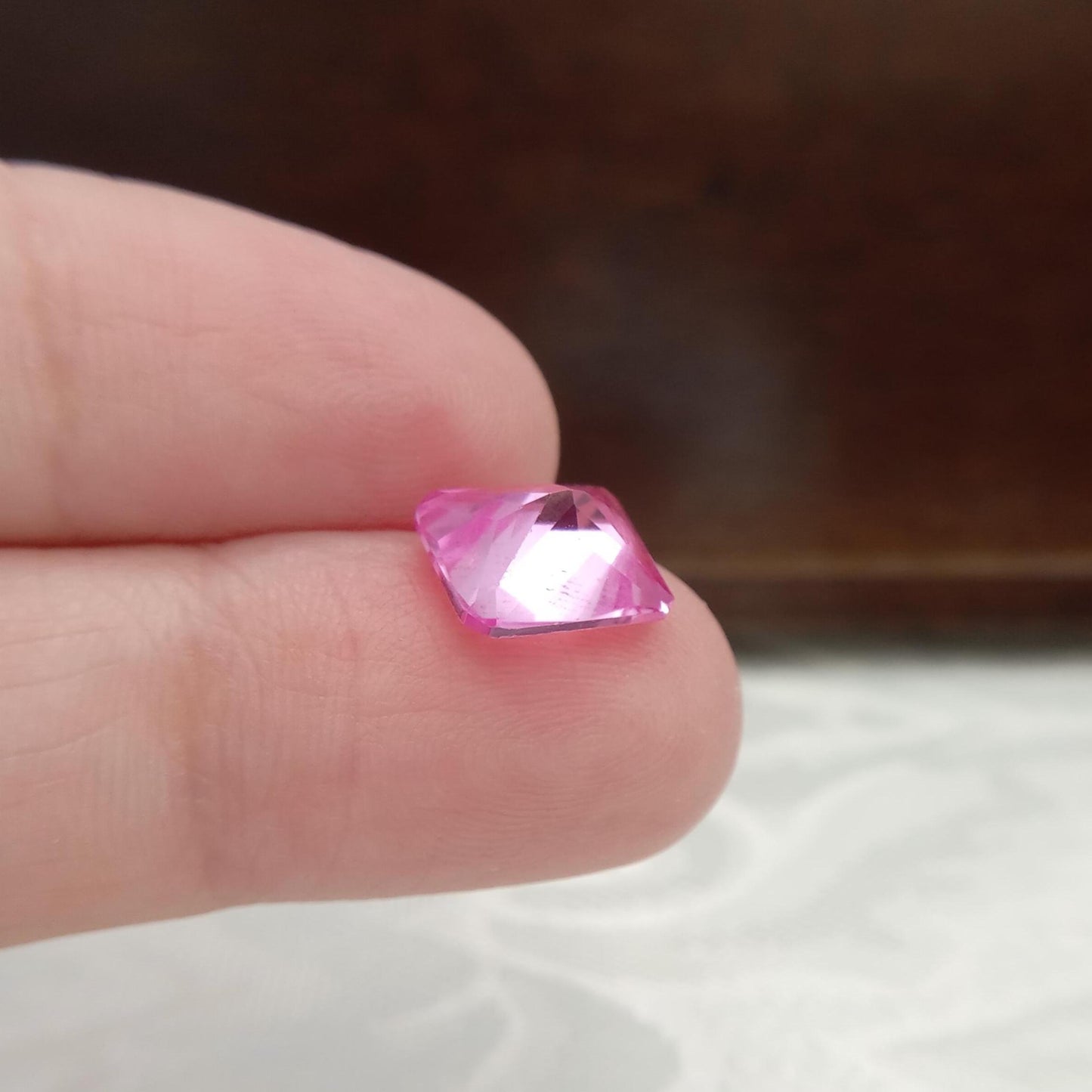 10x8mm Lab Pink Sapphire, 4.2 Ct, Rectangle Cut Loose Faceted Man Made Corundum, Light Pink Gem 10x8 millimeter 4 carat